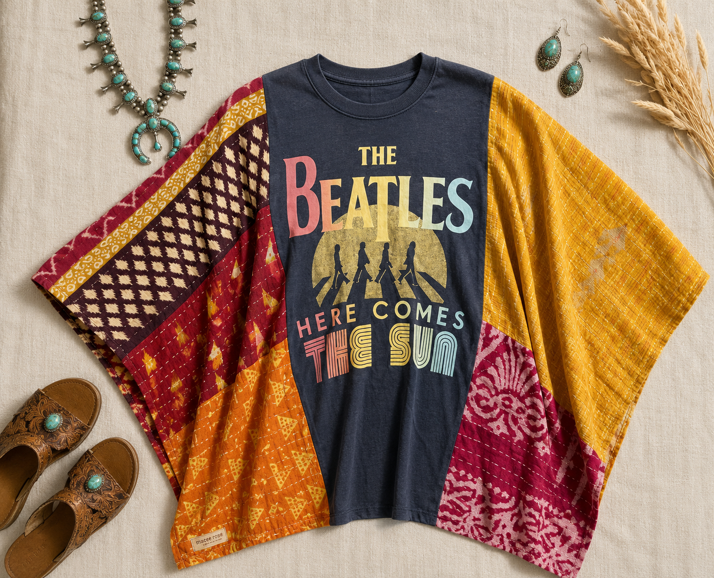 Beatles Inspired Handmade Boho Poncho