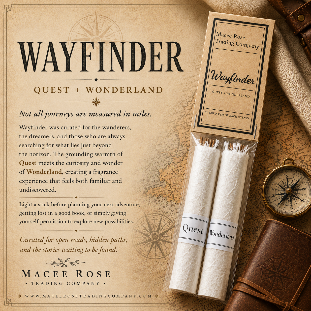 Wayfinder Curated Incense Collection | Quest + Wonderland | 20 Count Handmade Incense Set