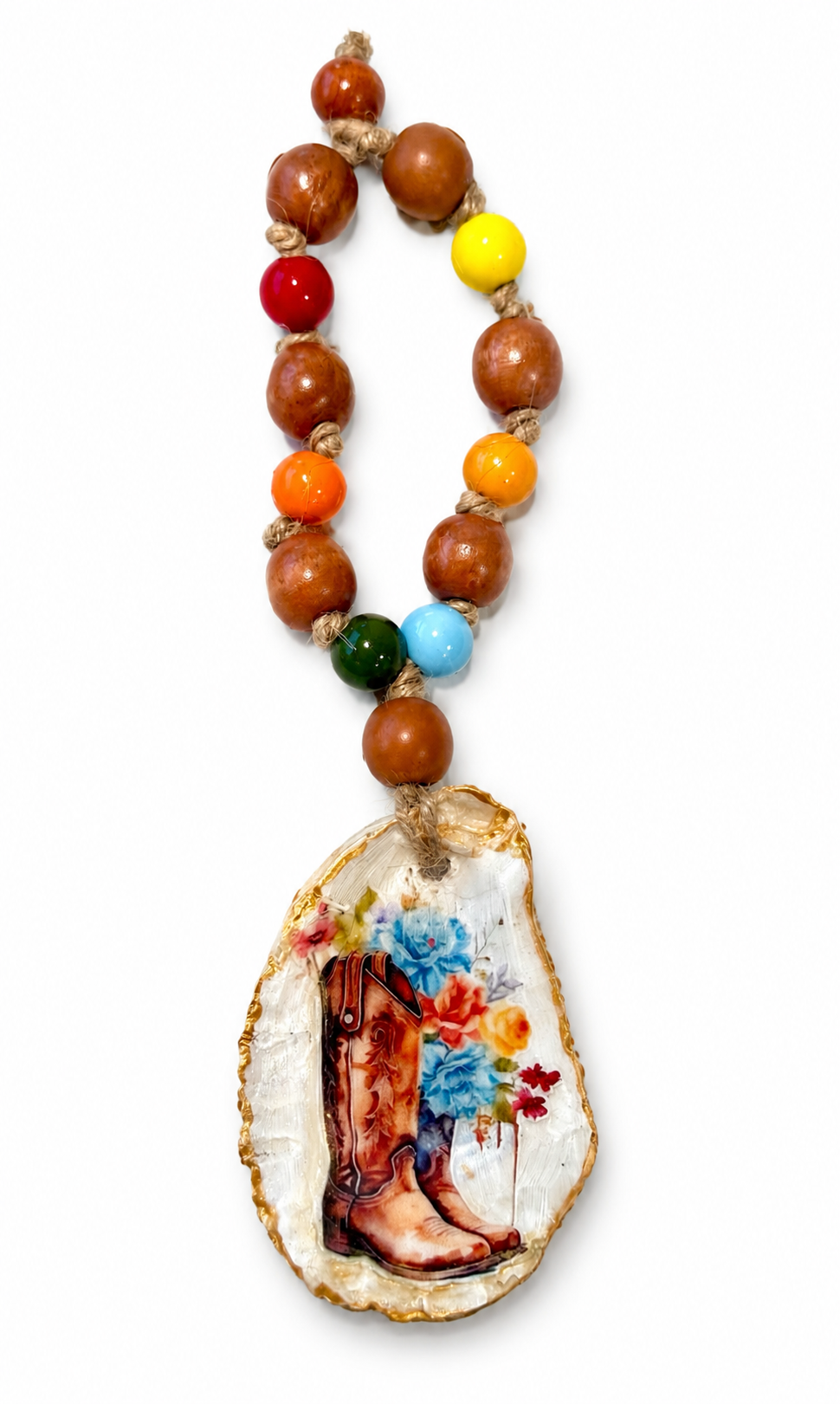 Cowboy Boot Oyster Shell Bottle Charm | Western Wine Bottle Decor