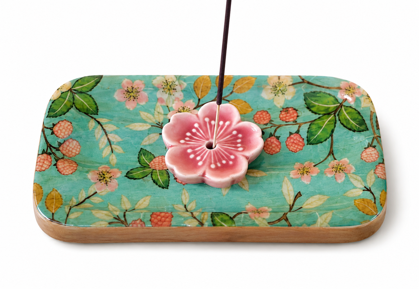 Berry Blossom Collection – Handcrafted Wooden Incense Holder