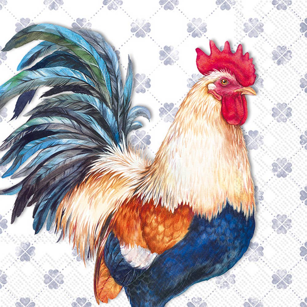 Albert Rooster Blue Lunch Napkins – Pack of 20 | 3-Ply Paper Napkins