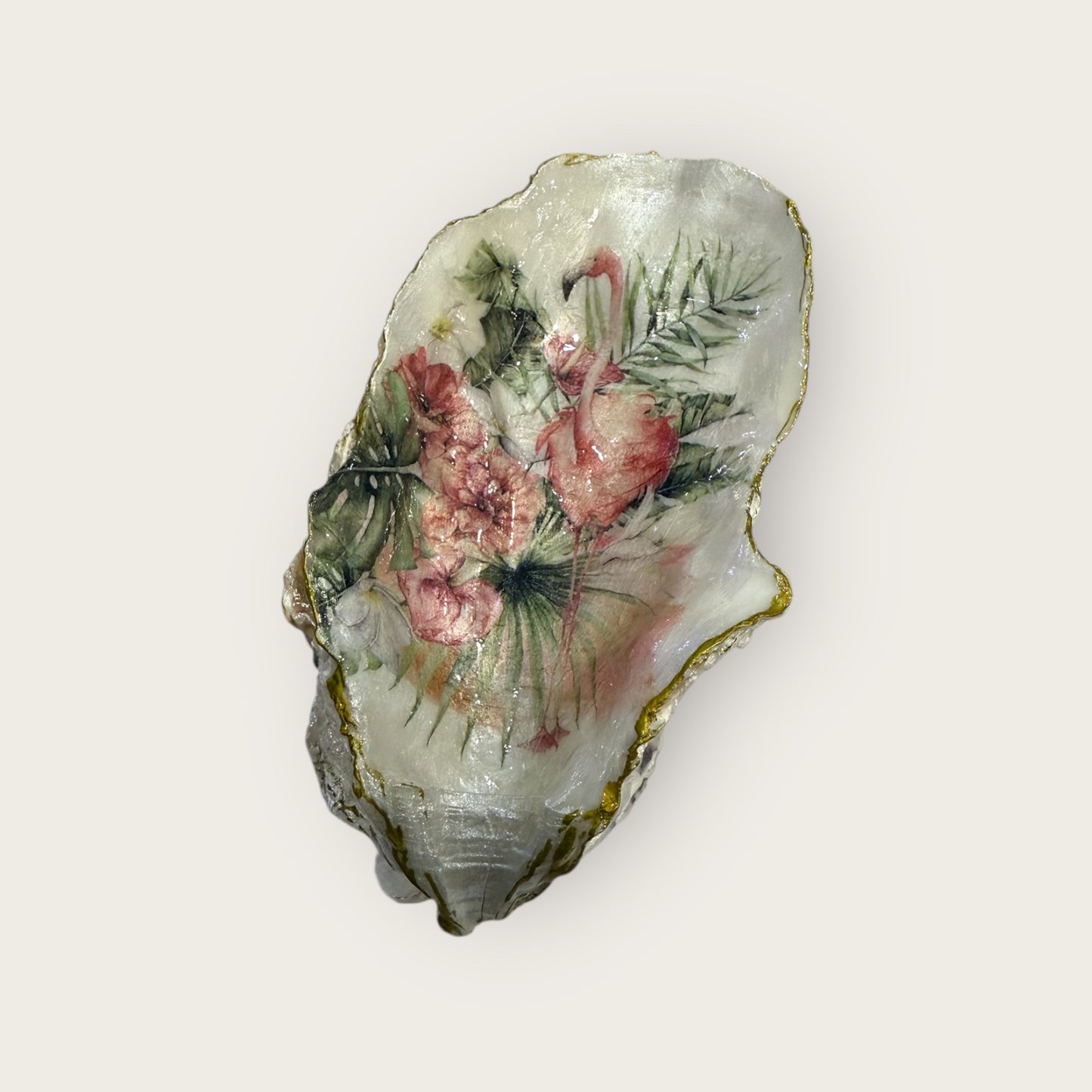 Flamingo Oyster Shell Trinket Dish Home Decor Gift