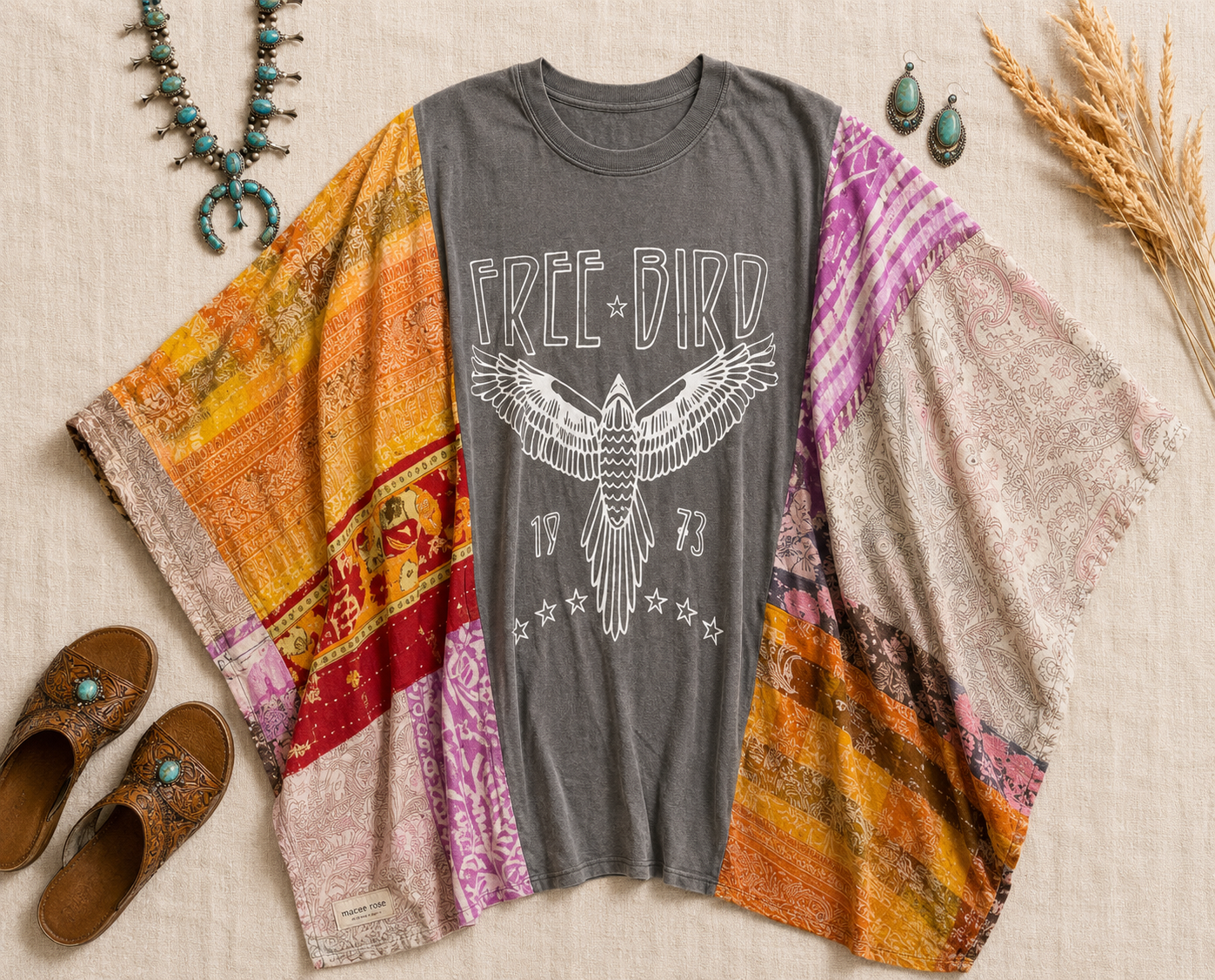 Free Bird Handmade Boho Poncho