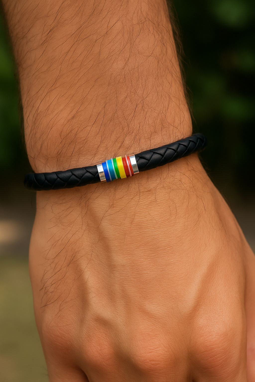 Pride Leather Bracelet – Choice of Silver or Gold Tone Finish on Brown or Black Leather