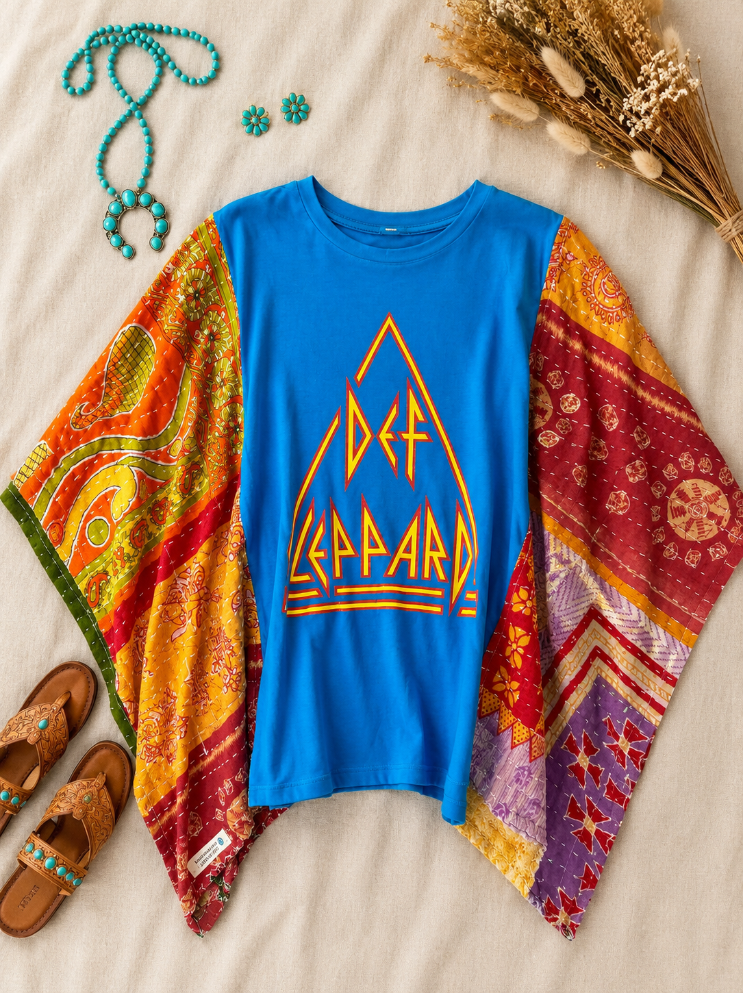Def Leppard Handmade Boho Poncho Top