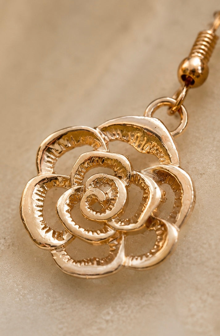 Golden Bloom - Rose Gold Drop Earrings