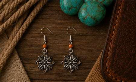Rustic Bloom Western Dangle Earrings