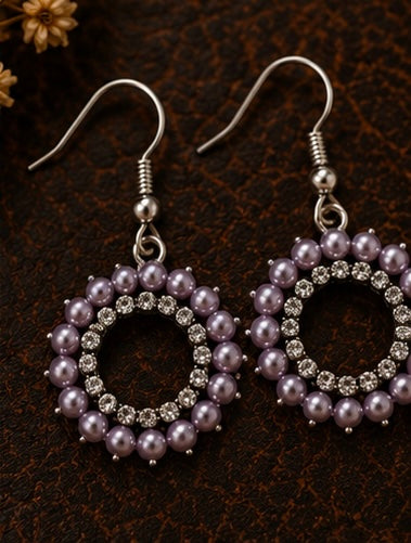 Lilac Sparkle - Circle Earrings