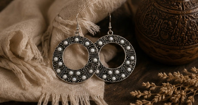 Festival Medallion Hoop Earrings