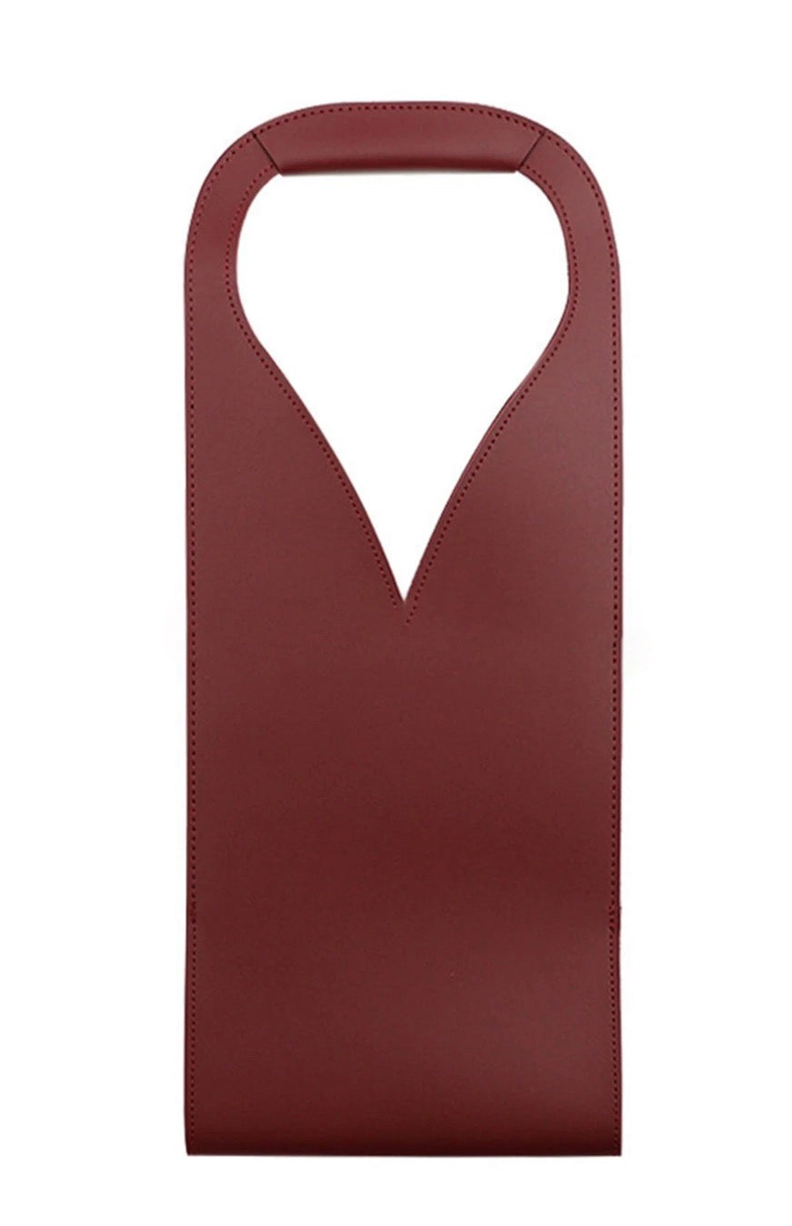 Burgundy Faux Leather Wine Bottle Tote