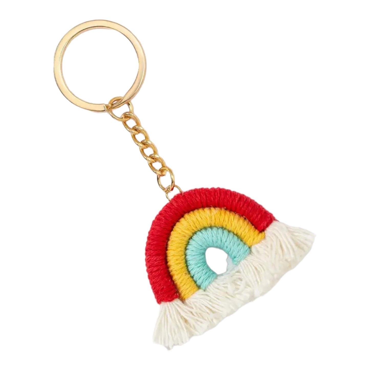 Macrame Rainbow Keychain | Boho Bag Charm Accessory