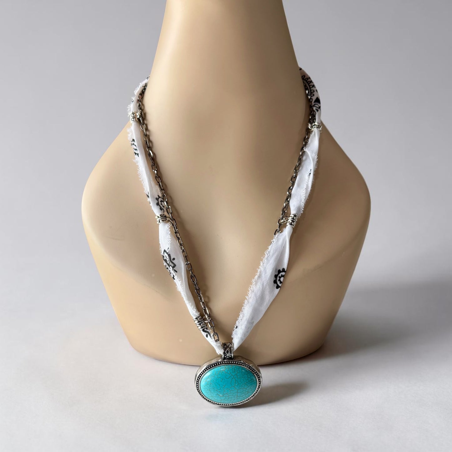 Turquoise Oval Bandana Necklace