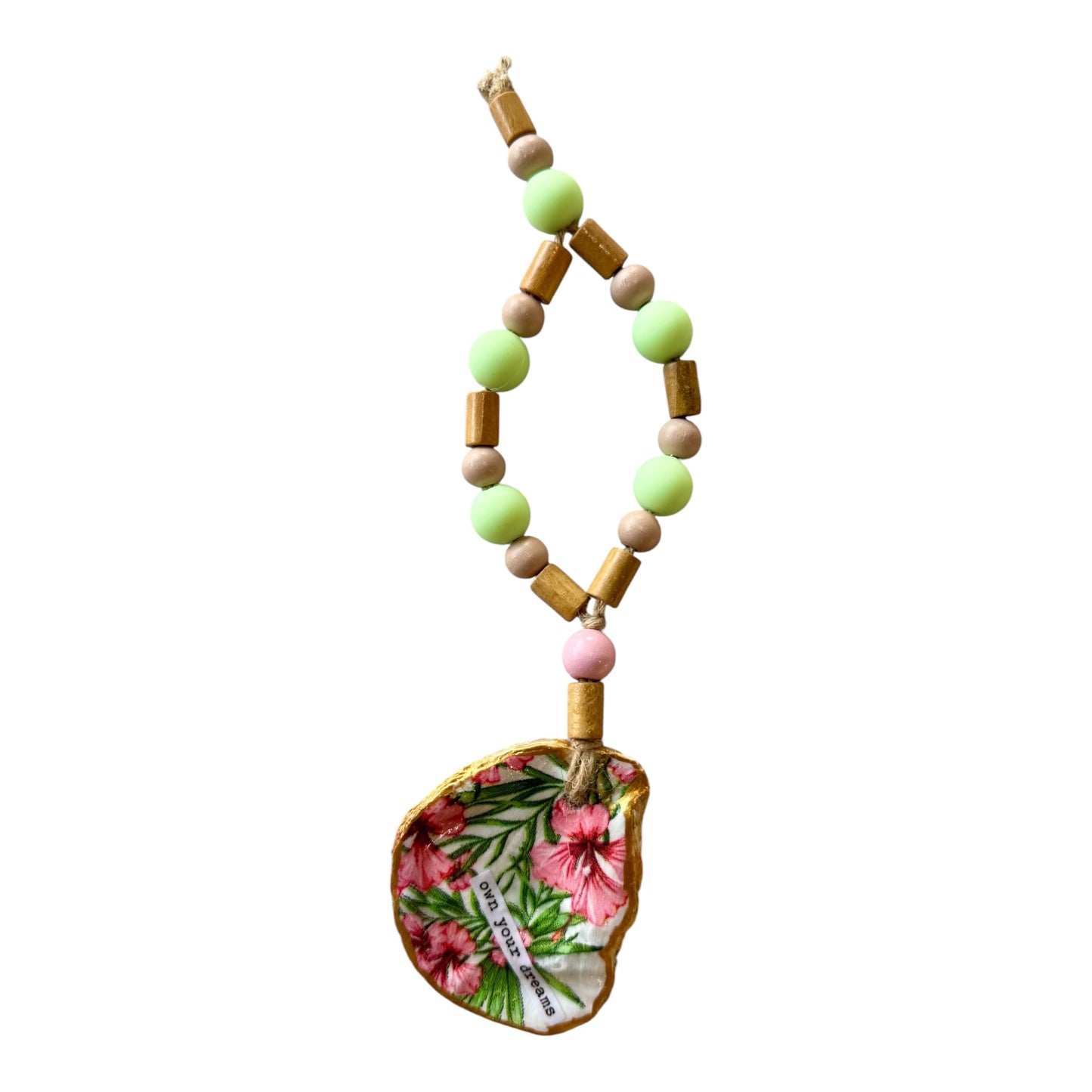 Floral Oyster Shell Bottle Charm | Coastal Wine Decor Gift