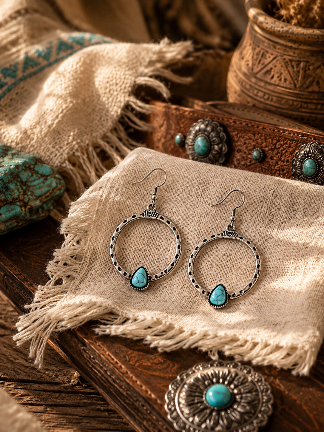 Desert Sky Turquoise Hoop Earrings