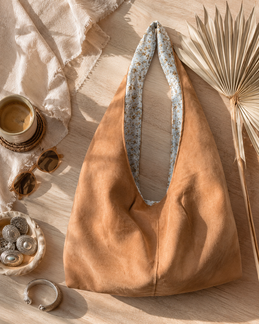 Caramel Suede Slouchy Hobo Handbag | Soft Western Boho Purse