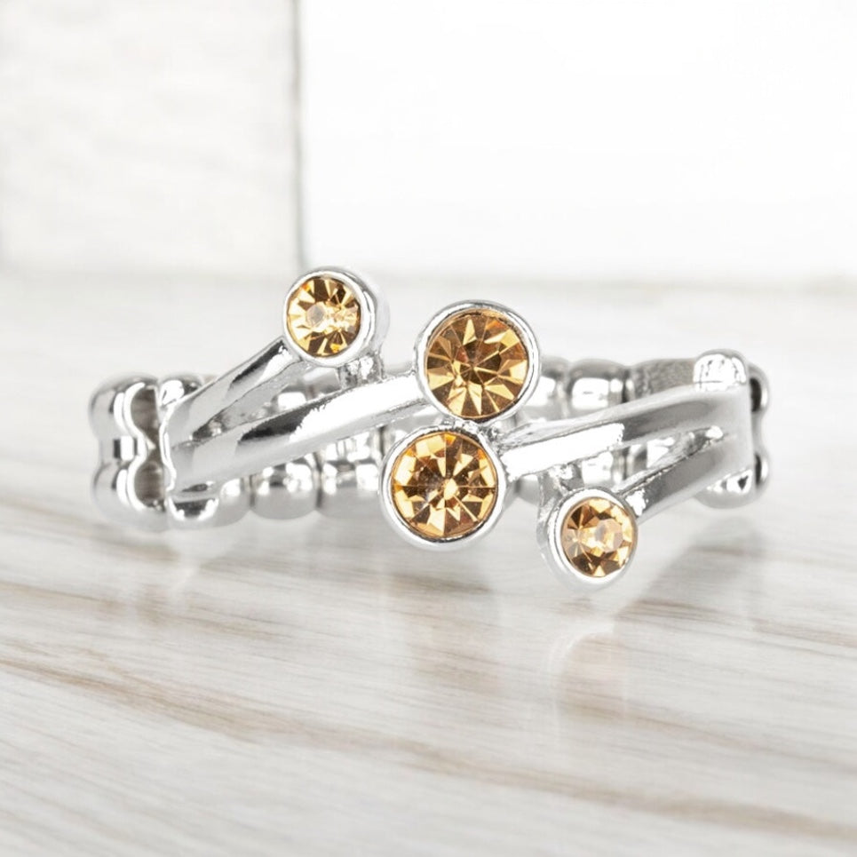 Topaz Rhinestone Stretch Band Ring