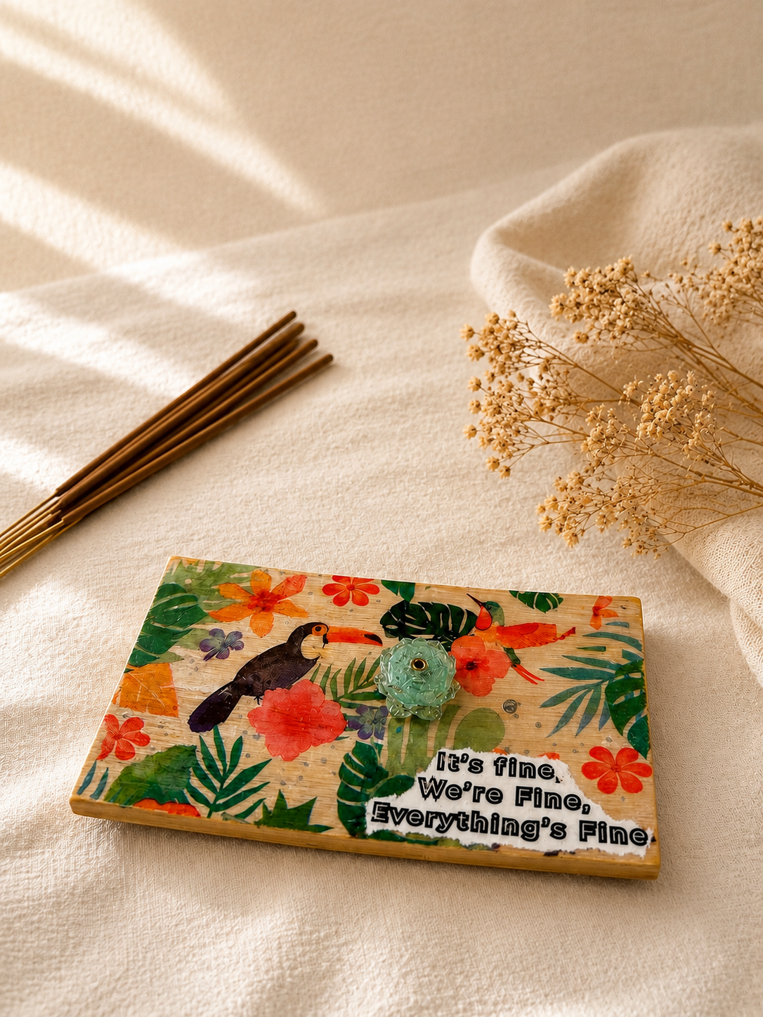 Funny Incense Holder | Handmade Wooden Incense Tray | Snarky Boho Decor | Crystal Incense Burner | Funny Gift for Friends | Attitude Collection