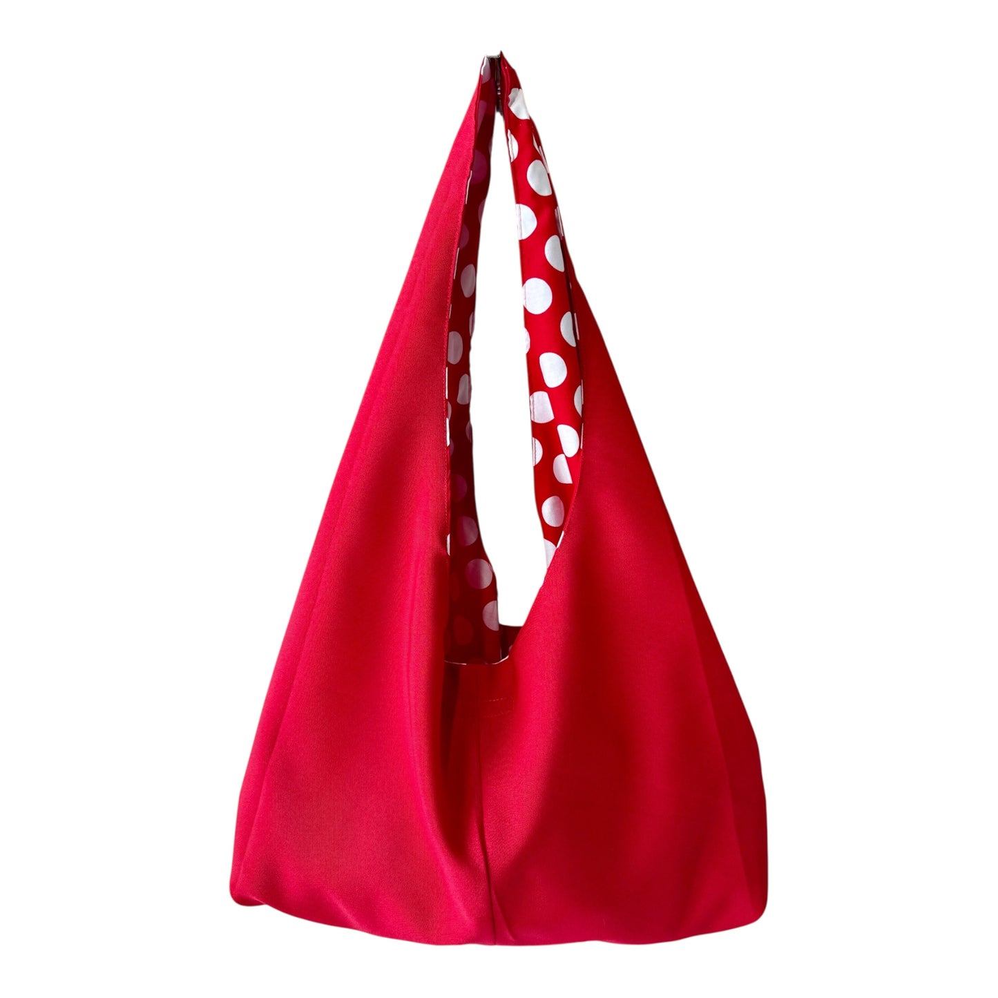 Handmade Red Polka Dot Slouchy Hobo Bag – Twist Handle Boho Tote Purse