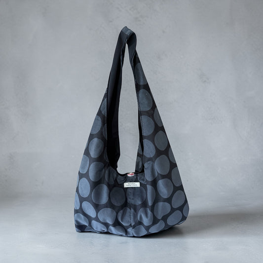 Black Polka Dot Twist Handle Hobo Bag