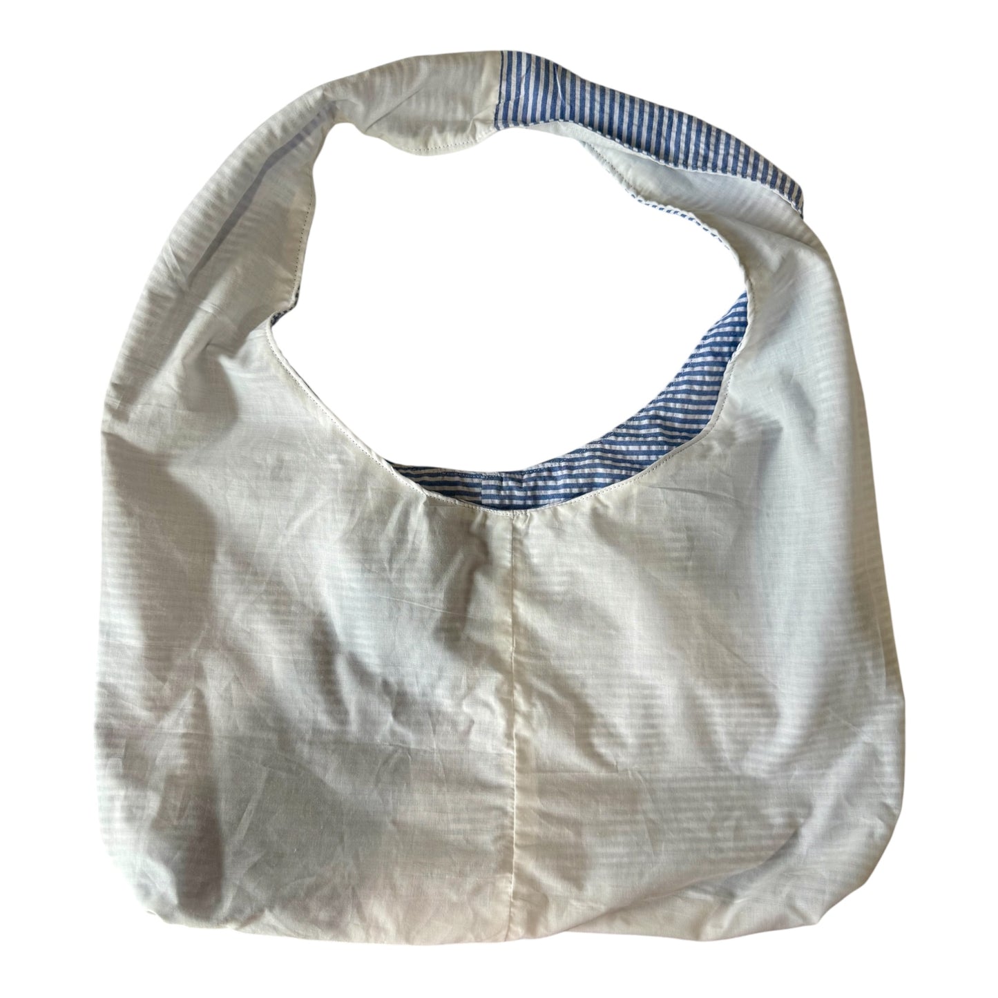 Blue & White Stripe Twist Handle Hobo Bag | Coastal Boho Shoulder Purse