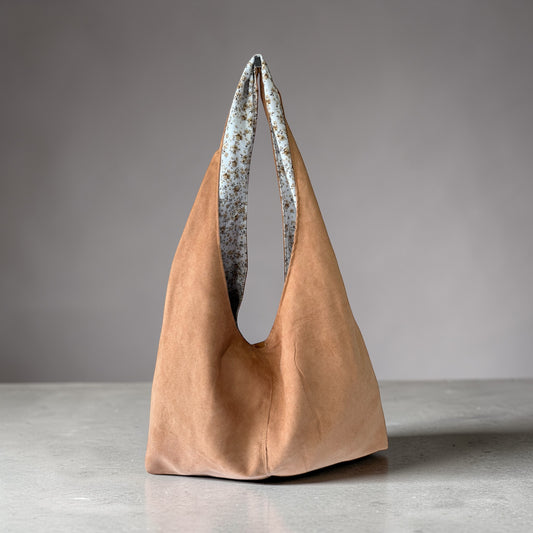Caramel Suede Slouchy Hobo Bag