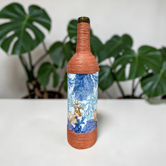 Coastal Coral Upcycled Wine Bottle Incense Burner
