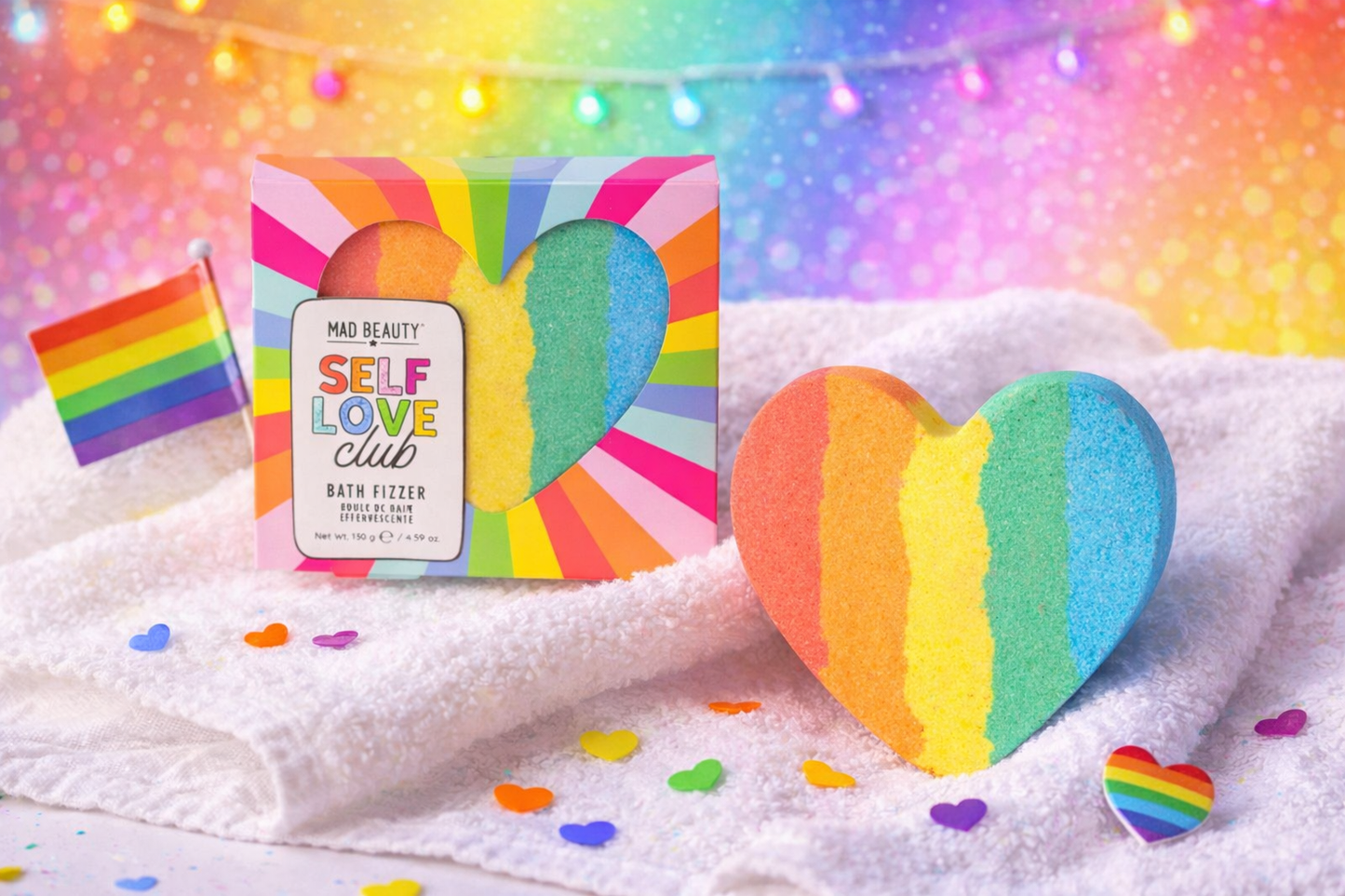 Rainbow Heart Bath Bomb | Self Love Club Bath Fizzer