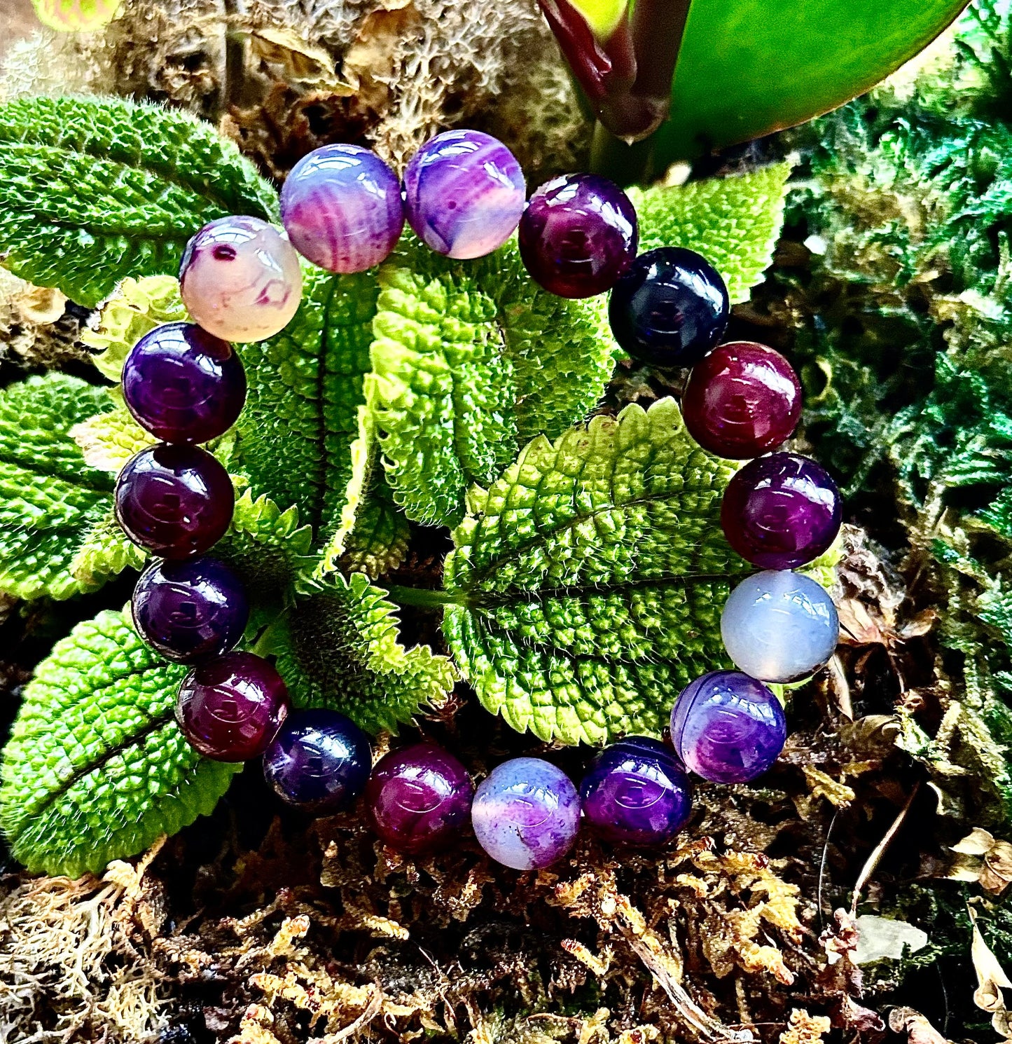 Royal Aura Purple Agate Bracelet – 12mm Reiki-Infused Statement Bracelet (Medium–Large Fit)