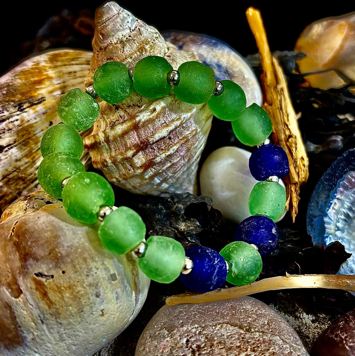 π African Sea Glass Collection - Handcrafted African Fused Glass Bracelets