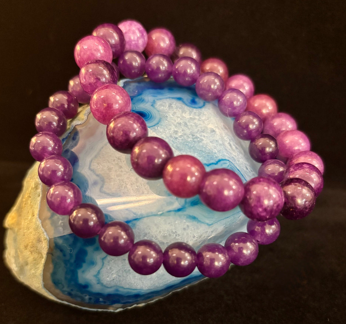 Reiki-Infused Natural Amethyst Bracelet for Inner Peace, High Intuition & Stress Relief (8mm & 10mm)