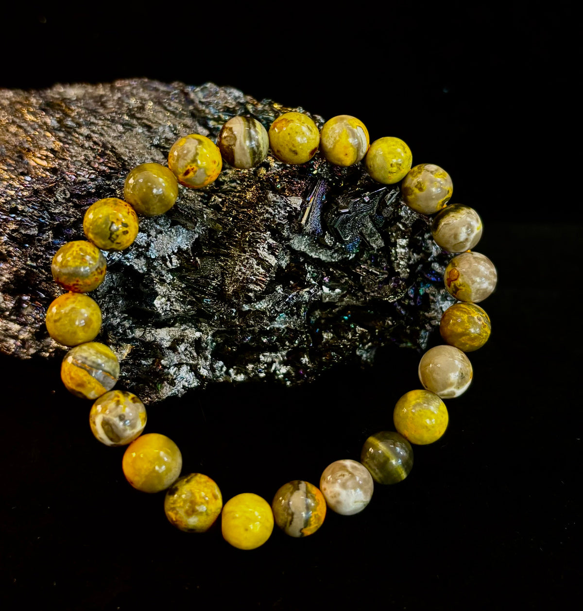 π Bumble Bee Jasper Statement Bracelet β Rare Natural Gemstone | Limited Supply | Three Bead Sizes