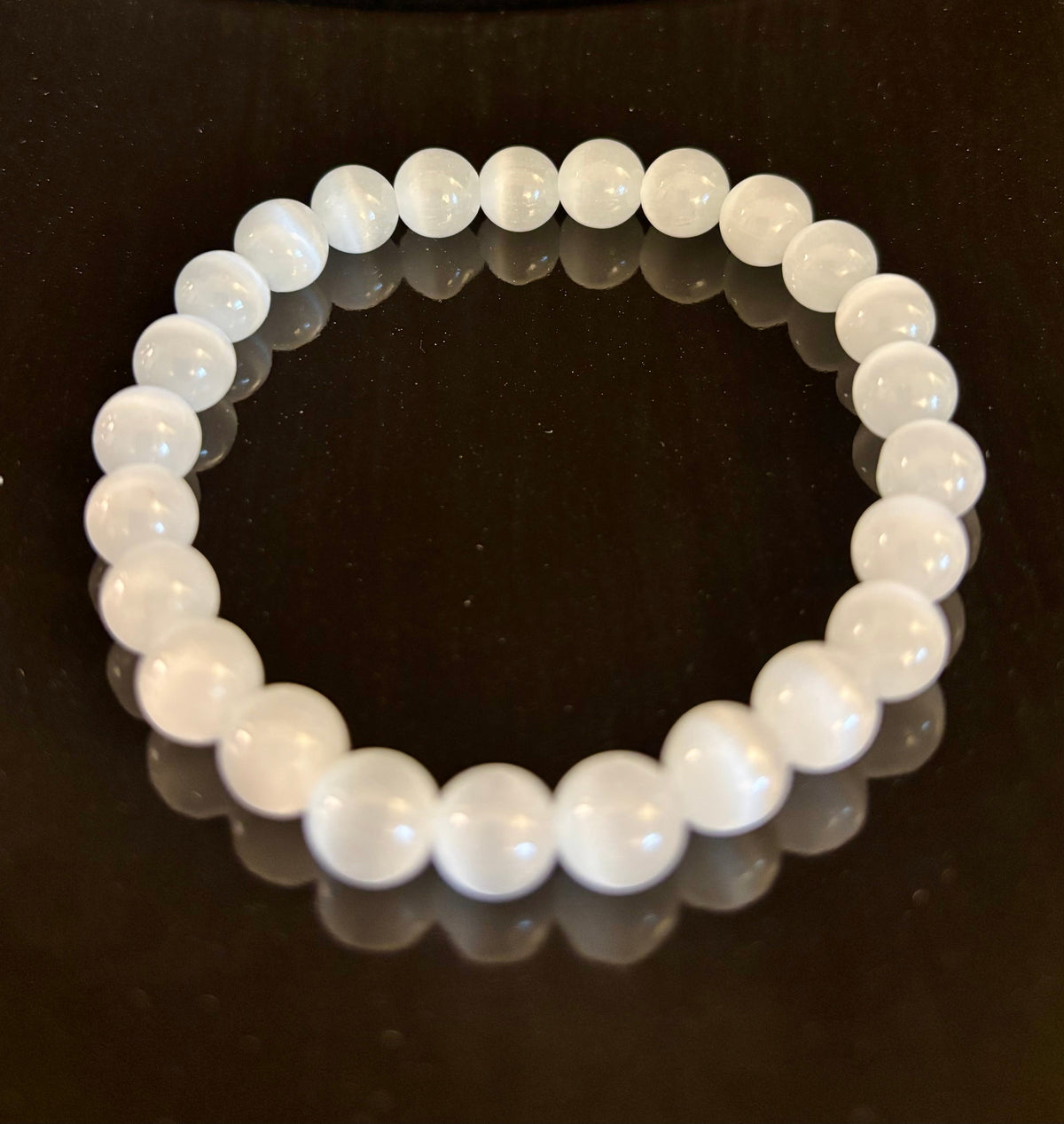 Reiki-Infused Pure Selenite "Liquid Light" Bracelet for Aura Cleansing, High Vibration & Divine Clarity (8mm)