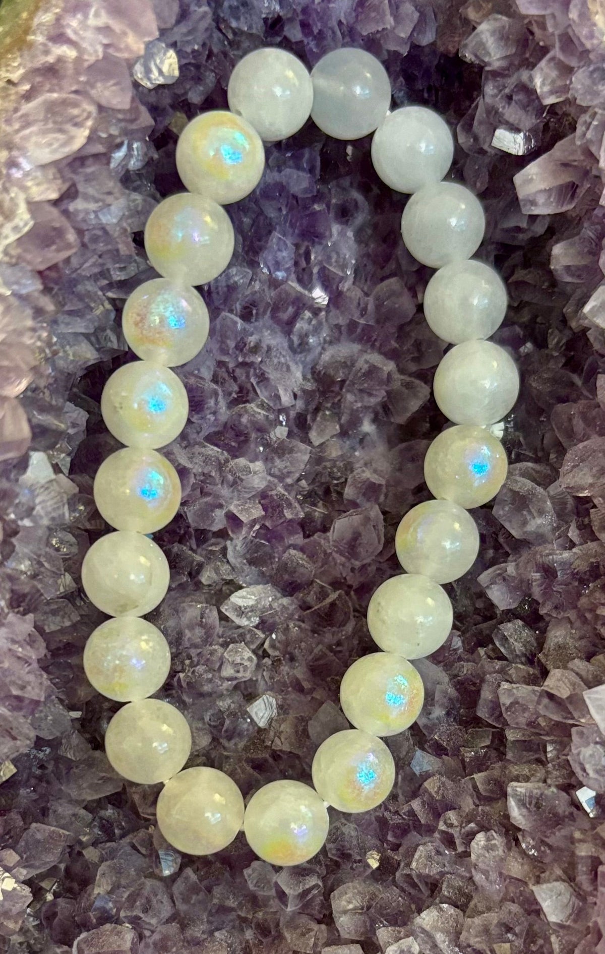Reiki-infused Moonstone Beaded Bracelet - Divine Feminine Energy
