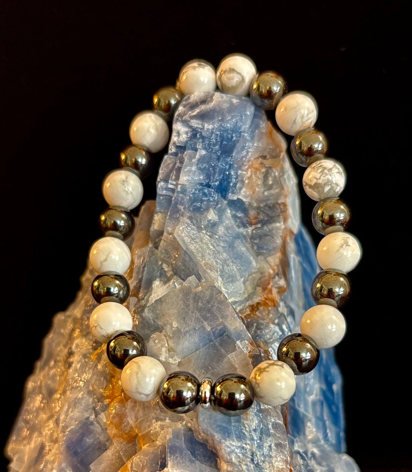 White Howlite & Hematite Energy Protection Bracelet