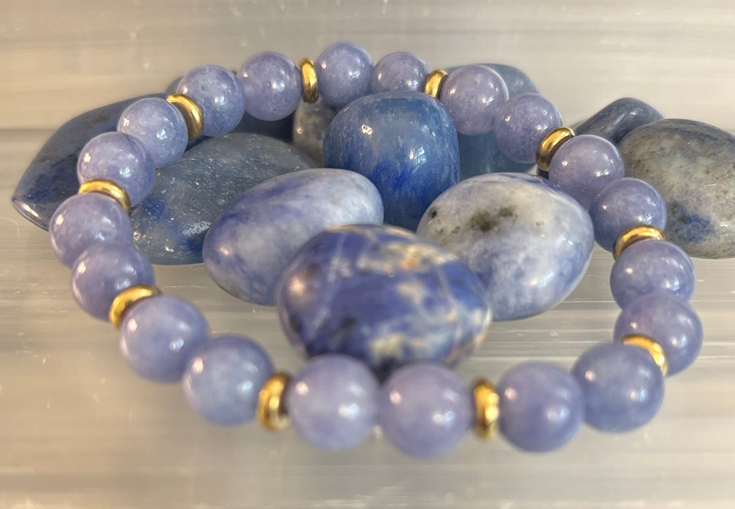 Angelite Crystal Healing Bracelet β Serenity β’ Reiki β’ Inner Peace πͺ½π«