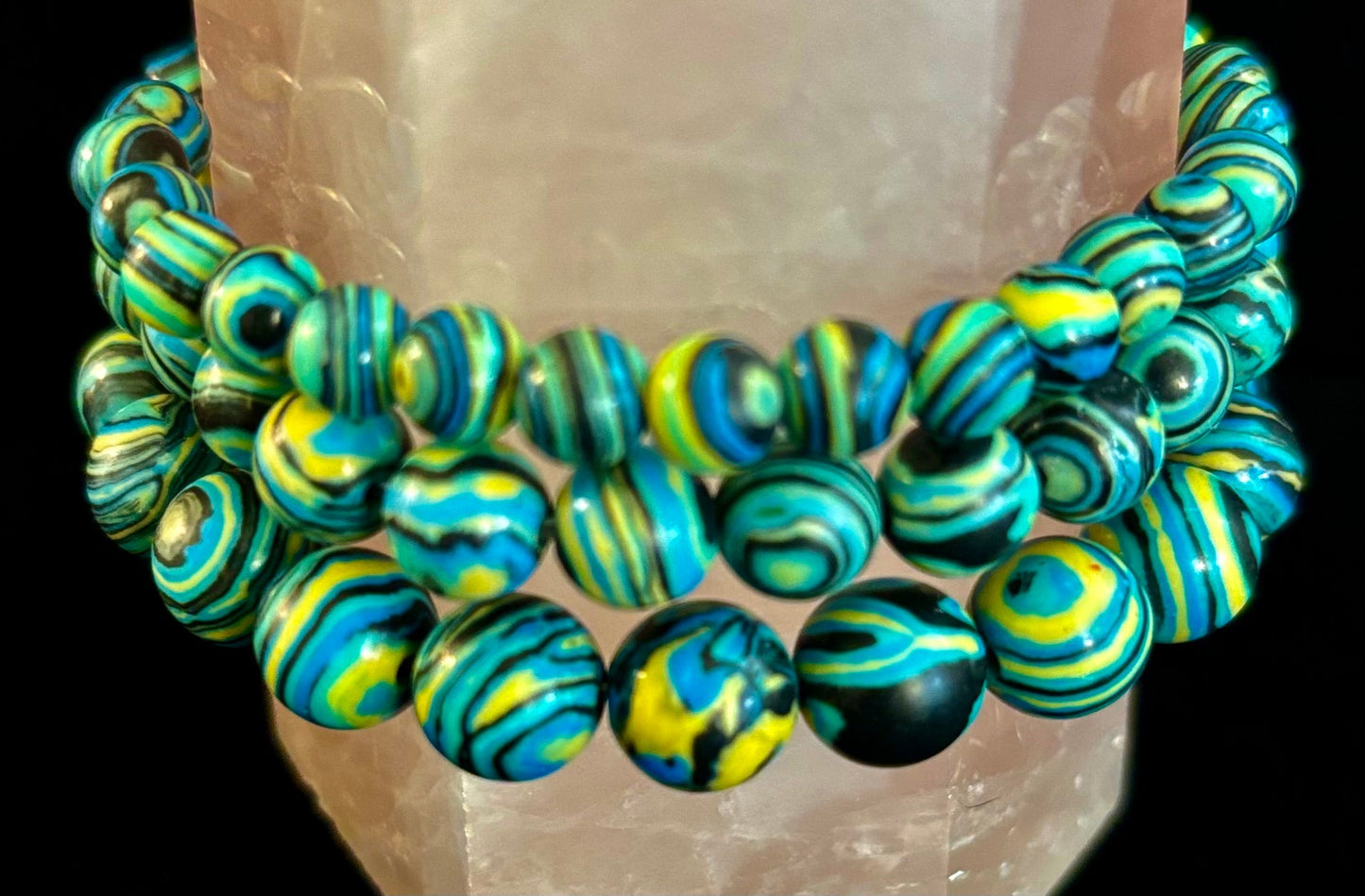 Deep Blue Malachite Energy Bracelet β 6mm, 8mm, 10mm Beads for Small to Large Wrists