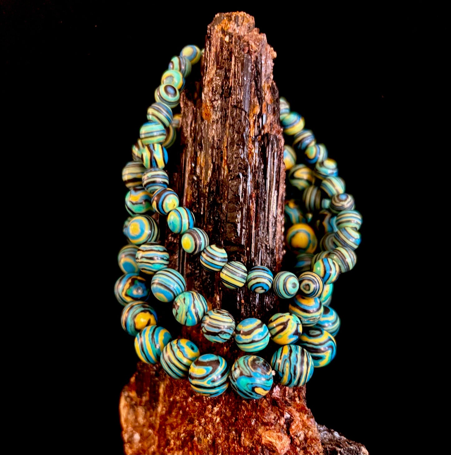 Deep Blue Malachite Energy Bracelet β 6mm, 8mm, 10mm Beads for Small to Large Wrists