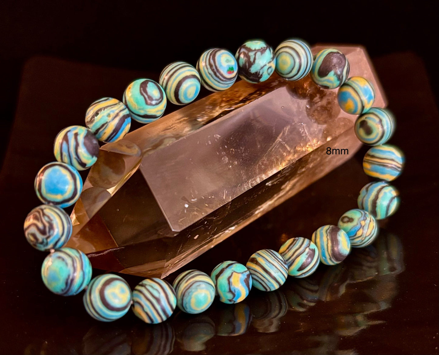 Deep Blue Malachite Energy Bracelet β 6mm, 8mm, 10mm Beads for Small to Large Wrists