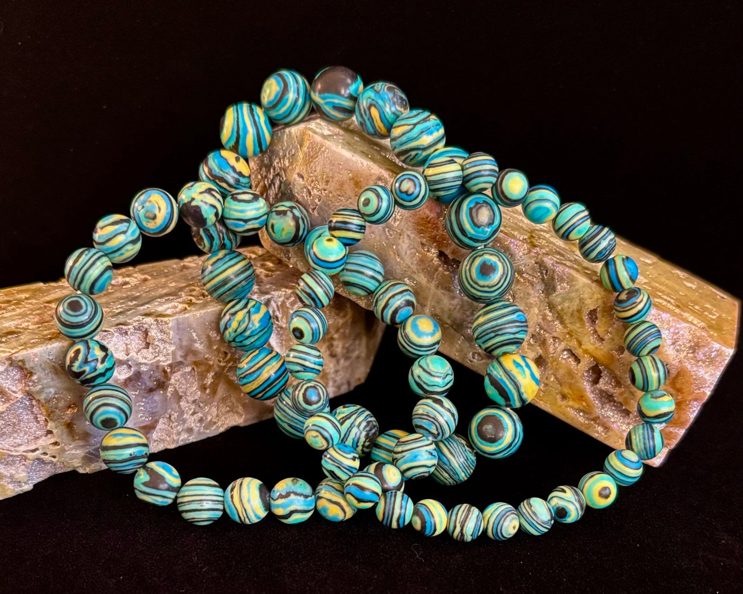 Deep Blue Malachite Energy Bracelet β 6mm, 8mm, 10mm Beads for Small to Large Wrists