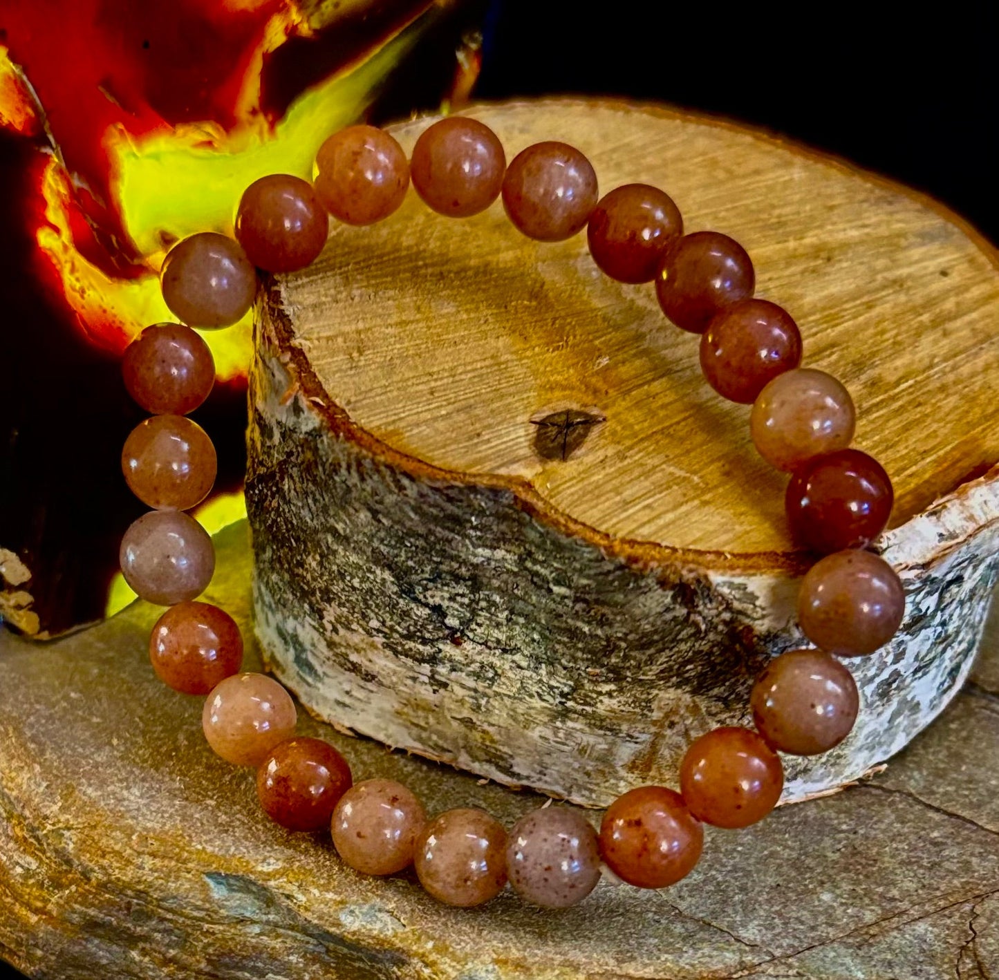 π Dark Strawberry Quartz Bracelet β 8mm Beads, Medium Wrists