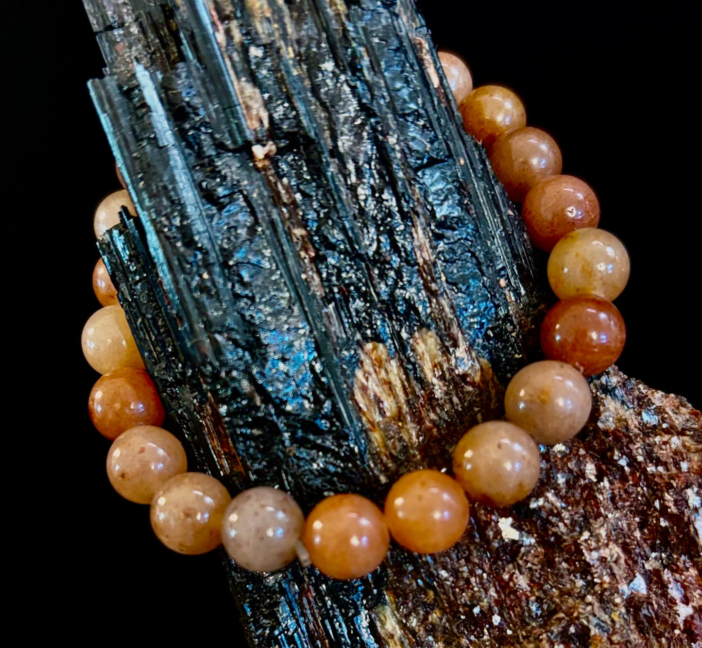 π Dark Strawberry Quartz Bracelet β 8mm Beads, Medium Wrists