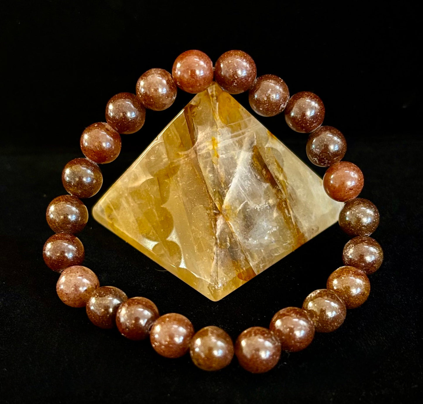 π Dark Strawberry Quartz Bracelet β 8mm Beads, Medium Wrists