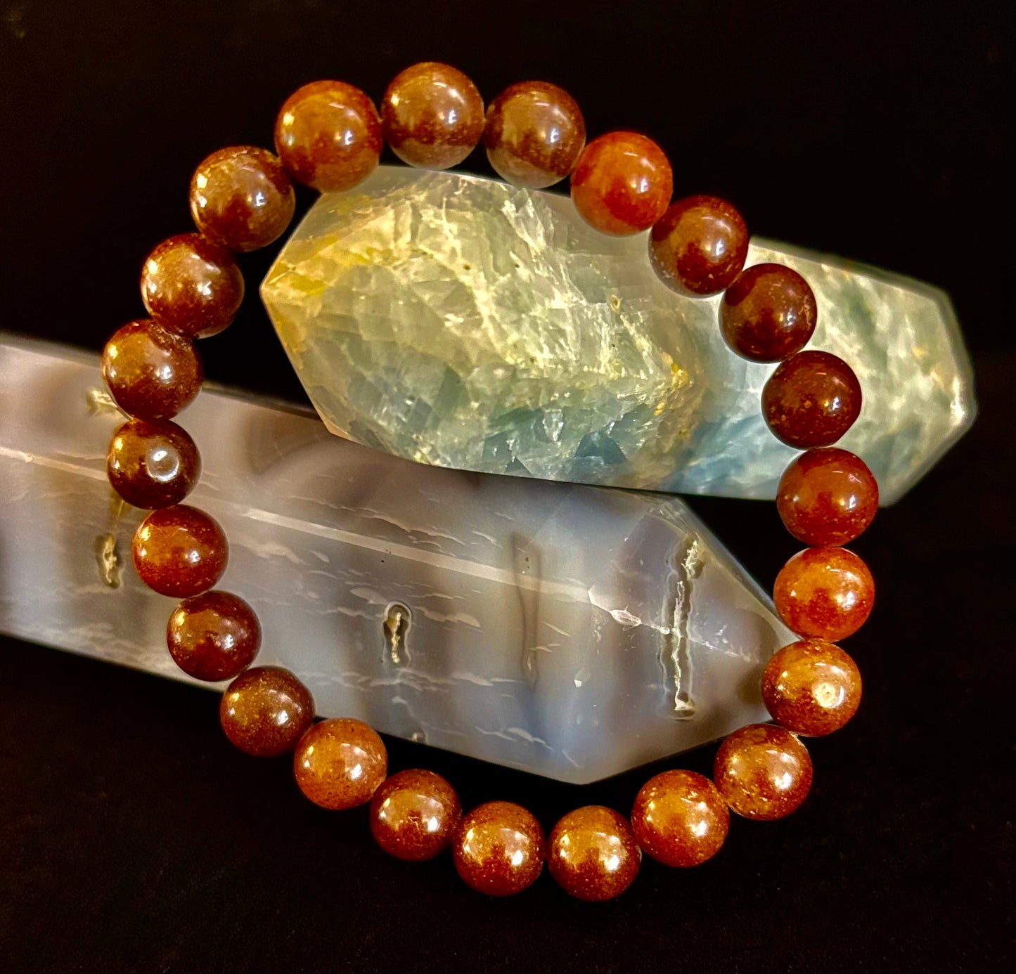 π Dark Strawberry Quartz Bracelet β 8mm Beads, Medium Wrists