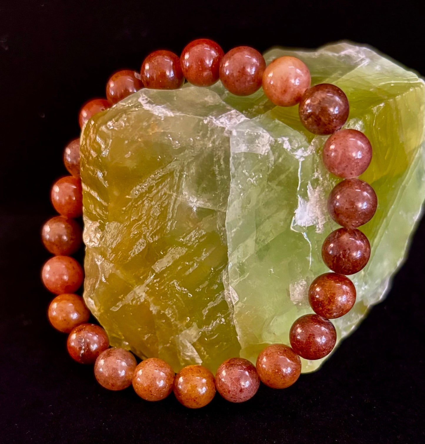 π Dark Strawberry Quartz Bracelet β 8mm Beads, Medium Wrists