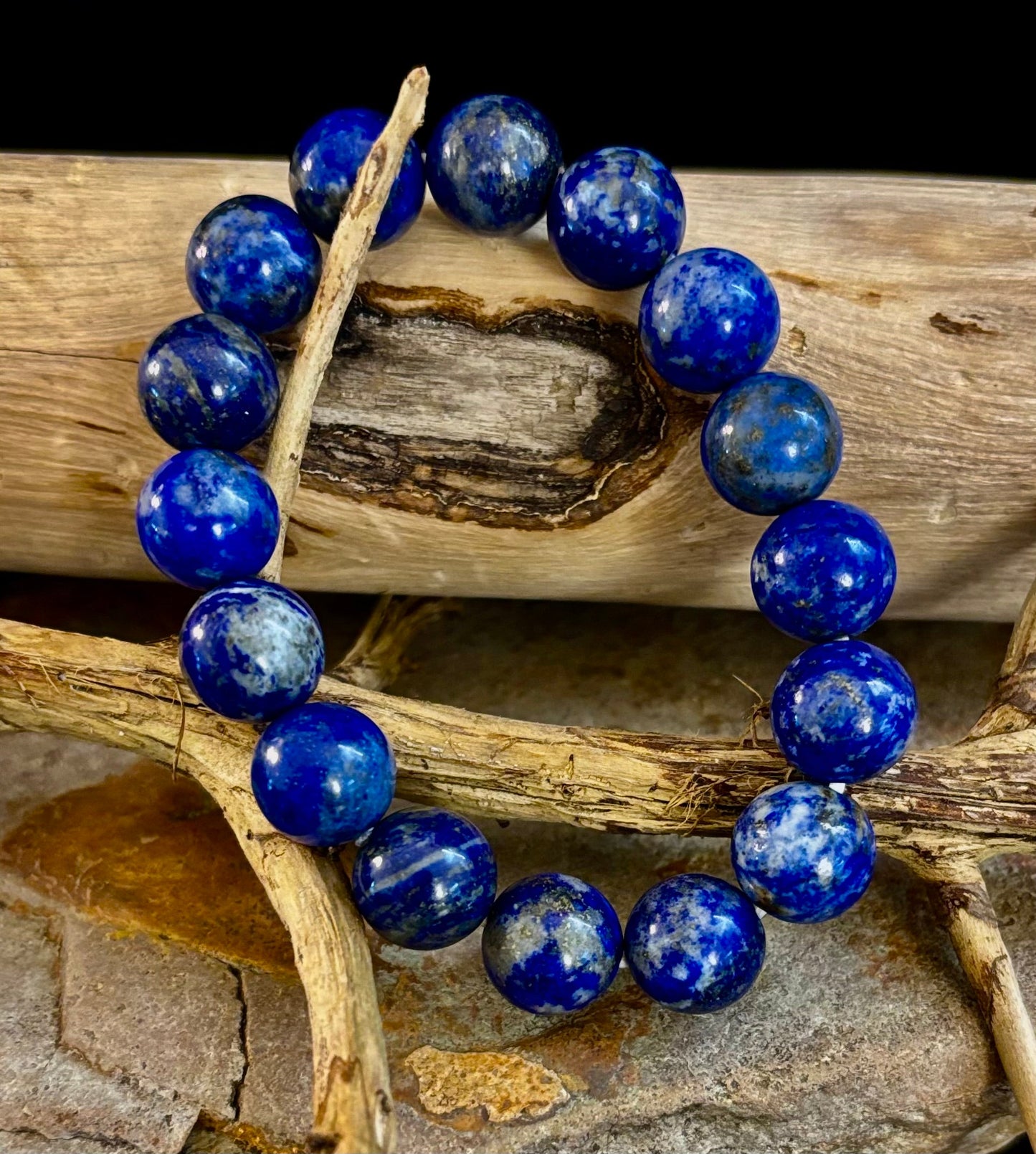 Reiki-Infused Natural Lapis Lazuli Bracelet for Truth, Inner Wisdom & Mindful Focus (8mm, 10mm & 12mm)