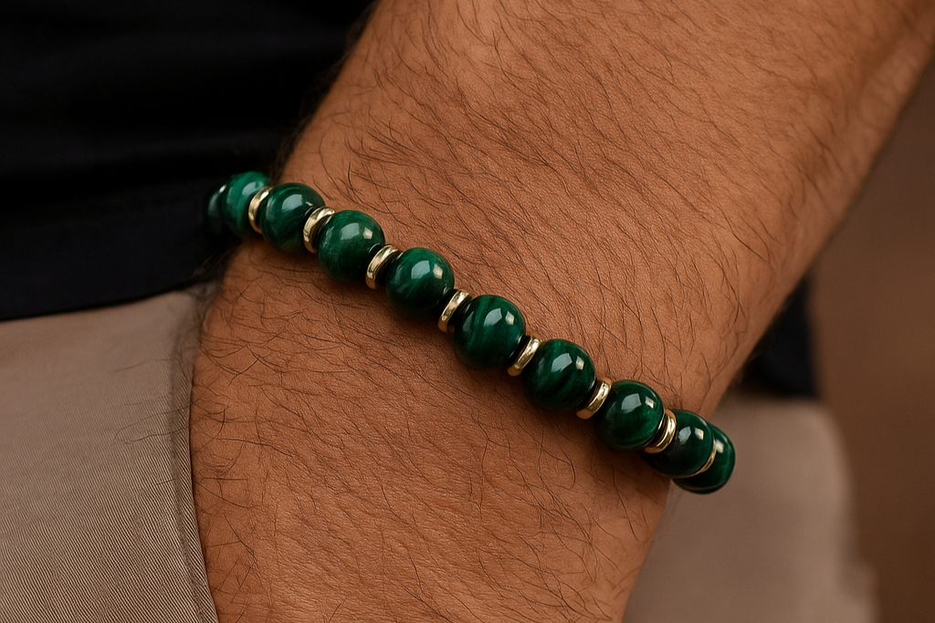 Green Tiger Eye Wealth & Confidence Bracelet β 8mm Beads with Gold Accents (Medium to Large Wrists)