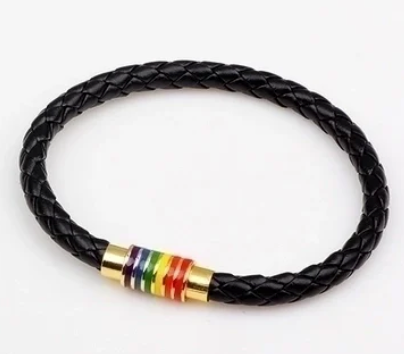 Pride Leather Bracelet – Choice of Silver or Gold Tone Finish on Brown or Black Leather