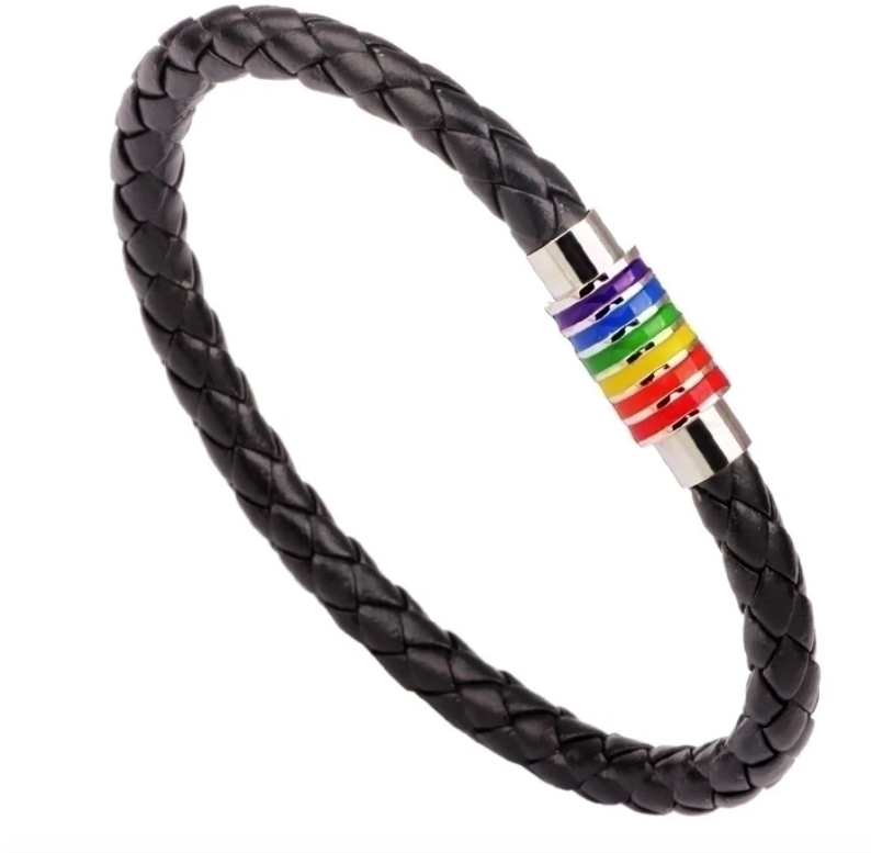Pride Leather Bracelet – Choice of Silver or Gold Tone Finish on Brown or Black Leather