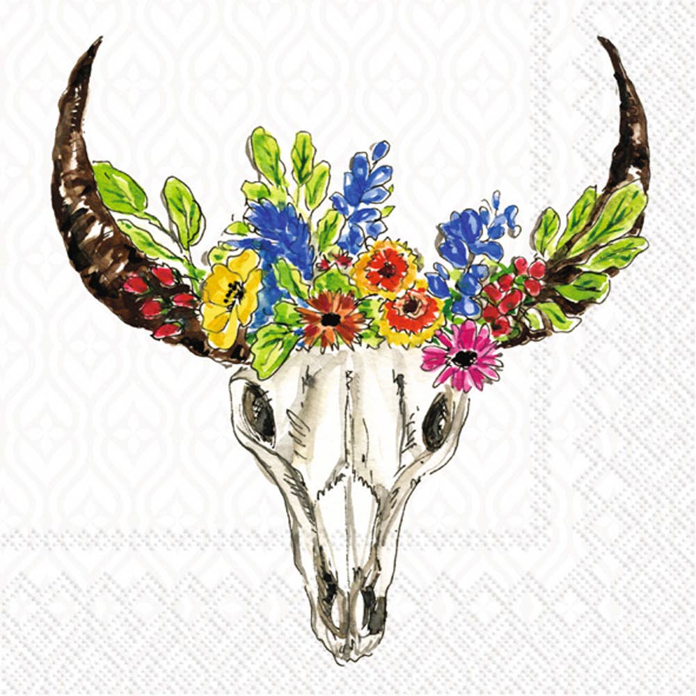 Paper Cocktail Napkins Pack of 20 Floral Skull