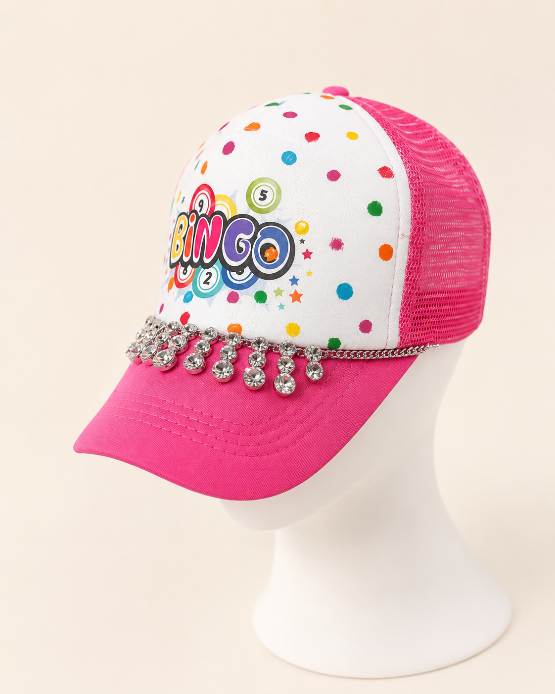 Pink Rhinestone Bingo Trucker Hat